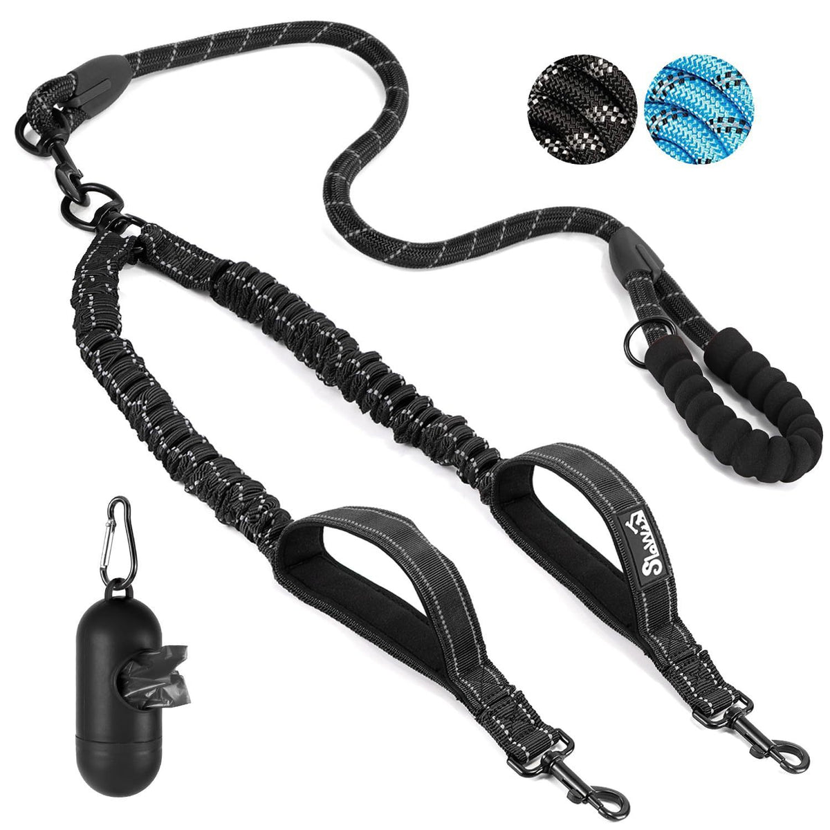 Anti-Escape Double Dog Leash with Reflective Strap