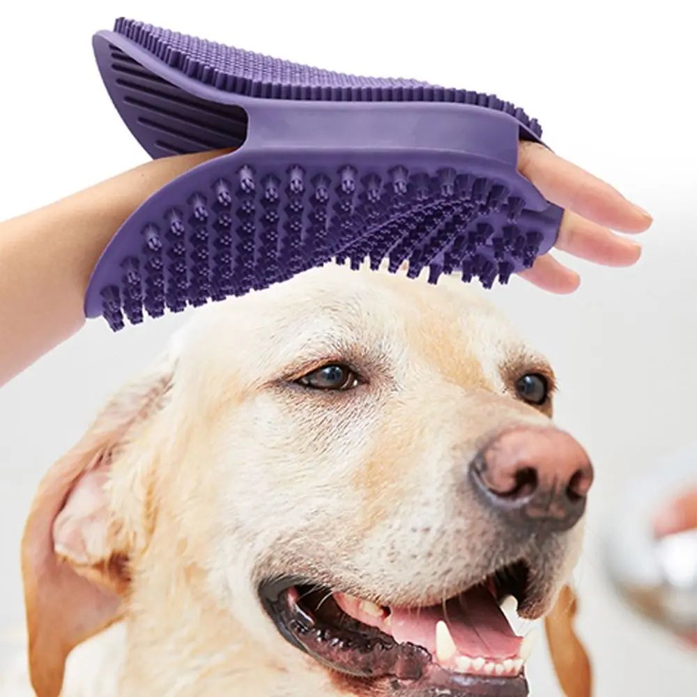 Massaging Pet Shampoo and Grooming Brush