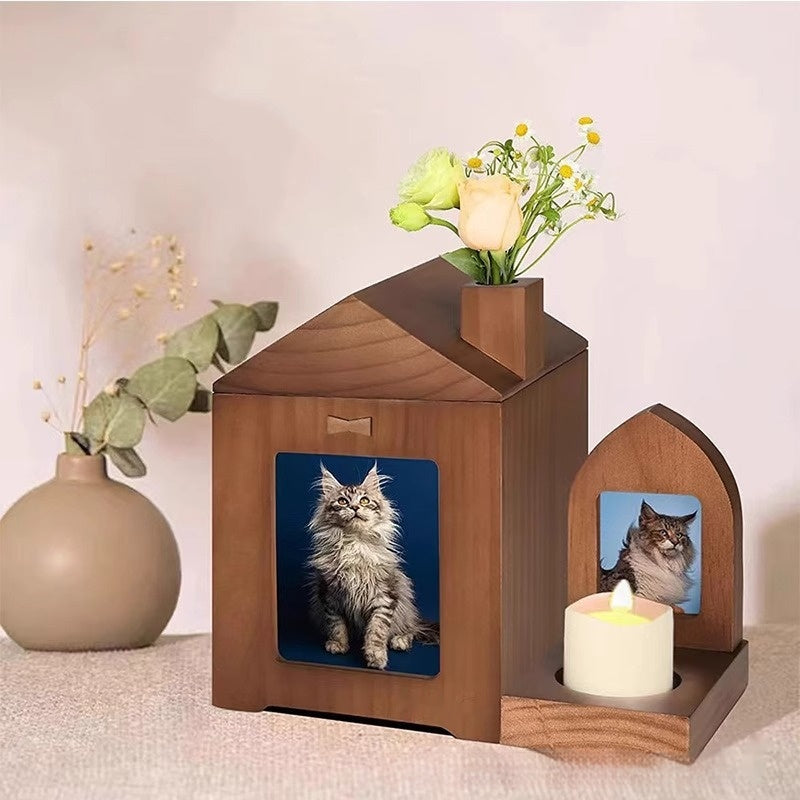 Pet Urn Solid Wood Memorial Wooden Box Animal Cremation Funeral Products