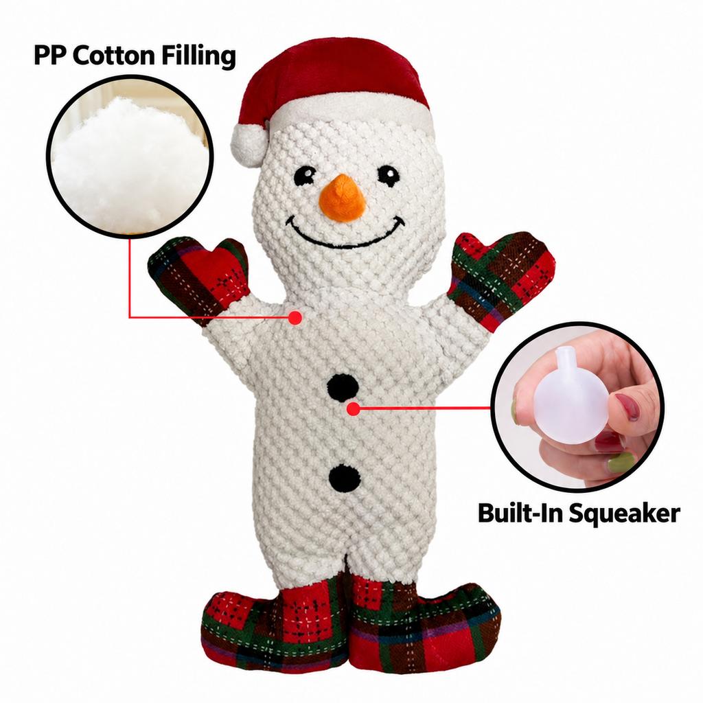 Christmas Plush Dog Toy Set With Squeakers