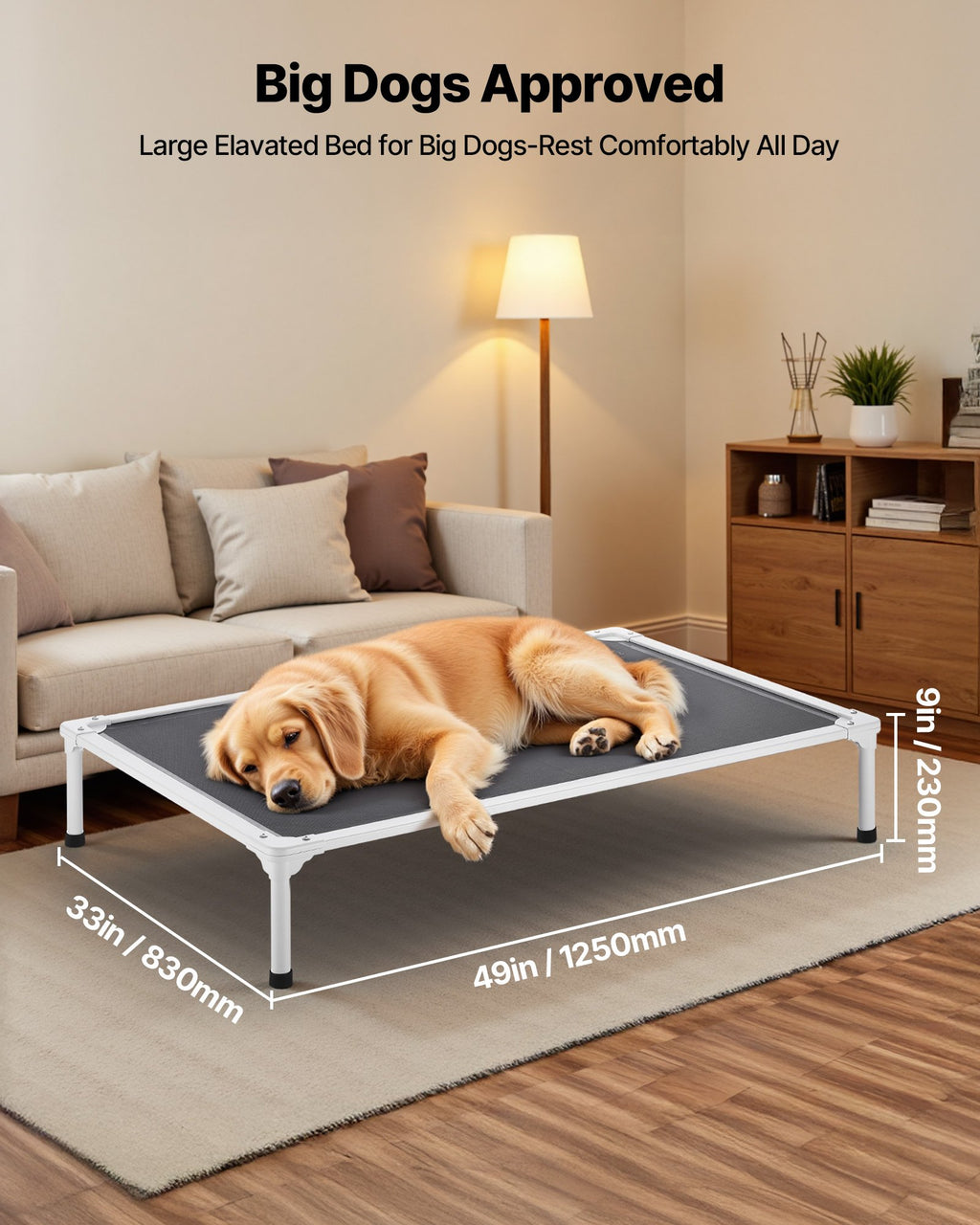 Elevated Dog Bed For Large Dog Portable Raised Dog Cot With Teslin Mesh Xl