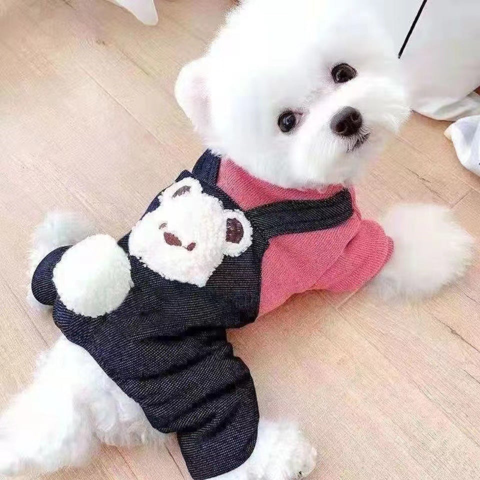 Cotton-Padded Fleece-Lined Four-Leg Dog Coat
