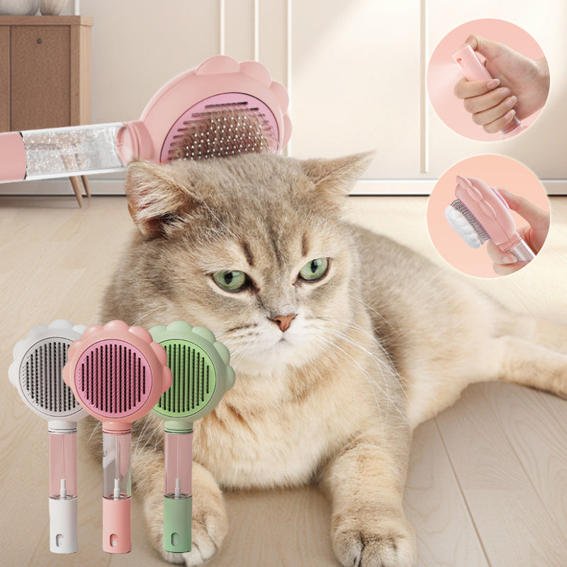 Self-Cleaning Dog Grooming Brush with Spray