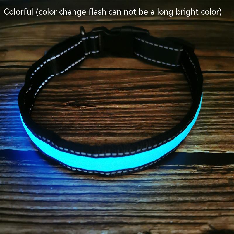 Led Luminous Dog Collar Highlight Reflective Leather Reflective Stripe Ribbon