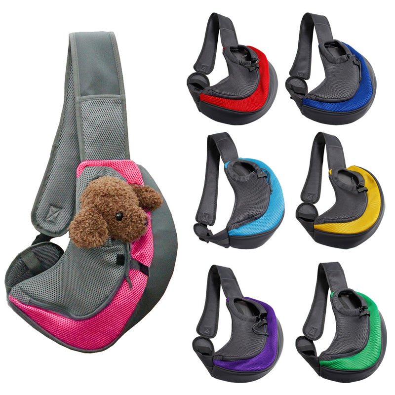 1Pc Outdoor Travel Mesh Oxford Pet Puppy Carrier Handbag Pouch Single Shoulder Bag Sling Mesh Comfort Travel Tote Shoulder Bags