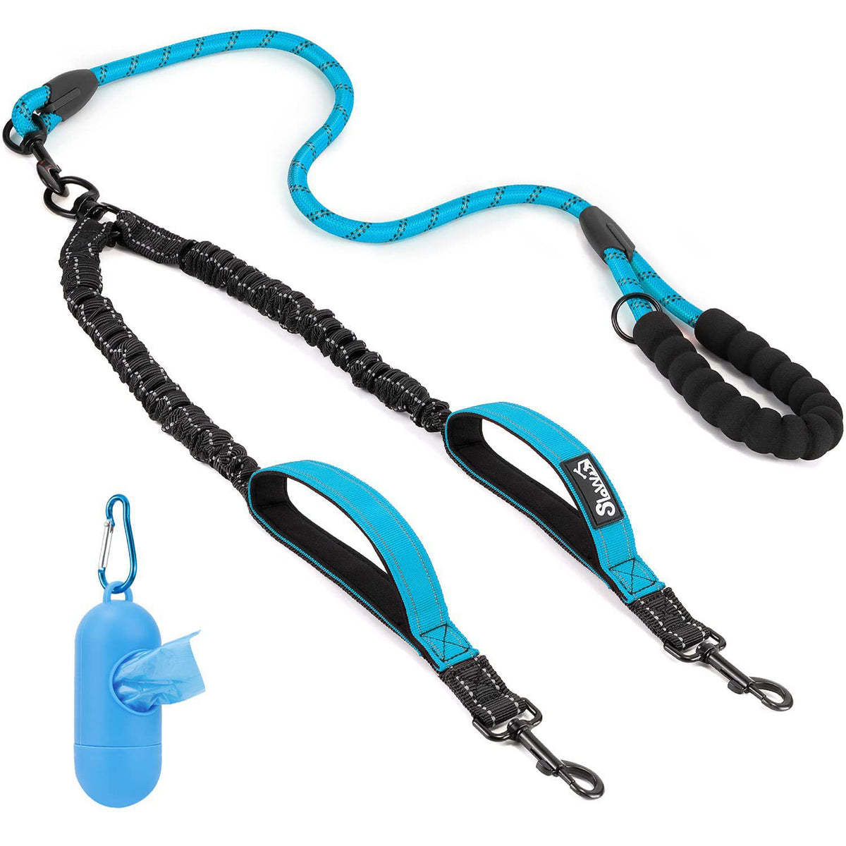 Anti-Escape Double Dog Leash with Reflective Strap