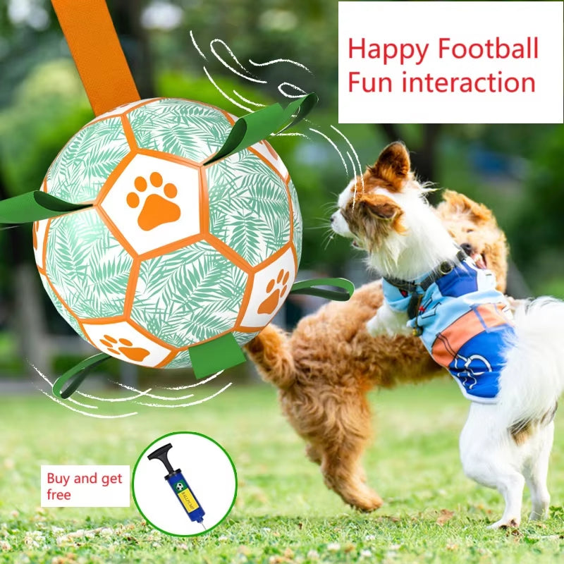 Interactive Pet Football Toys With Grab Tabs Dog Bite Chew Balls Pets Accessories Puppy Outdoor Training Soccer 5.91-7.48In