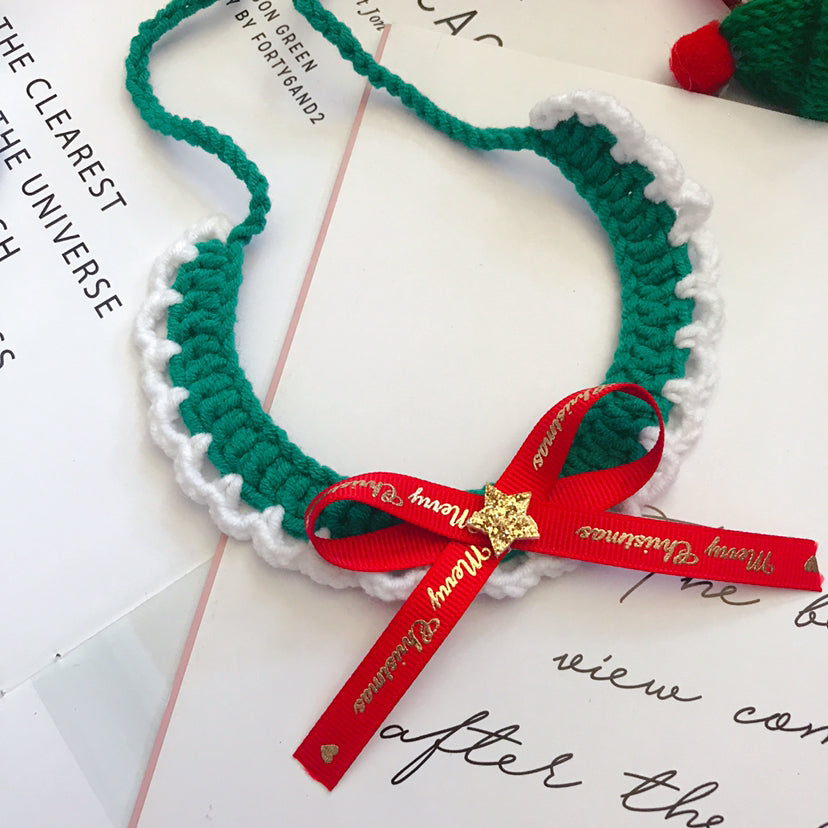 Hand Woven Wool Christmas Pet Collar
