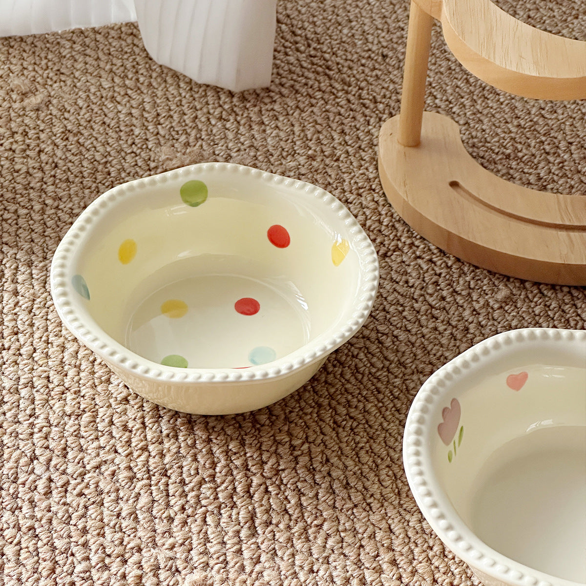 Tip-Resistant Ceramic Elevated Pet Bowl with Stand