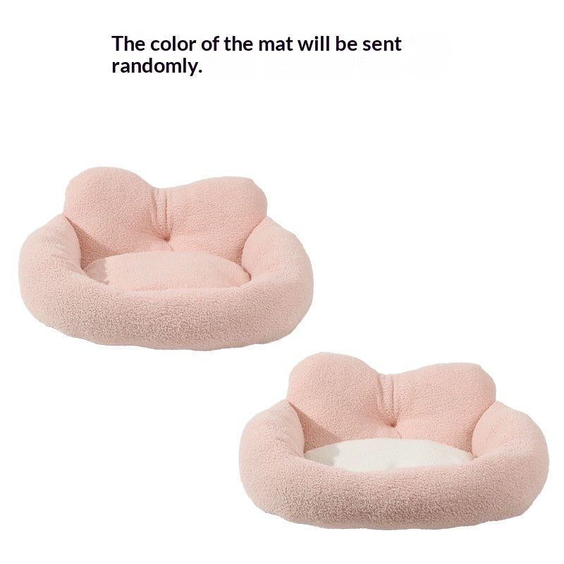 Winter Dog Teddy Fleece Heart-Shaped Bed Removable And Washable