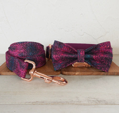 Glow-In-The-Dark Forest Dog Collar Pet Supplies Export Leash Set Rose Gold Buckle