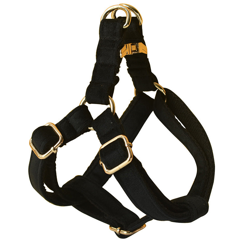 Black Gold Buckle Dog Harness