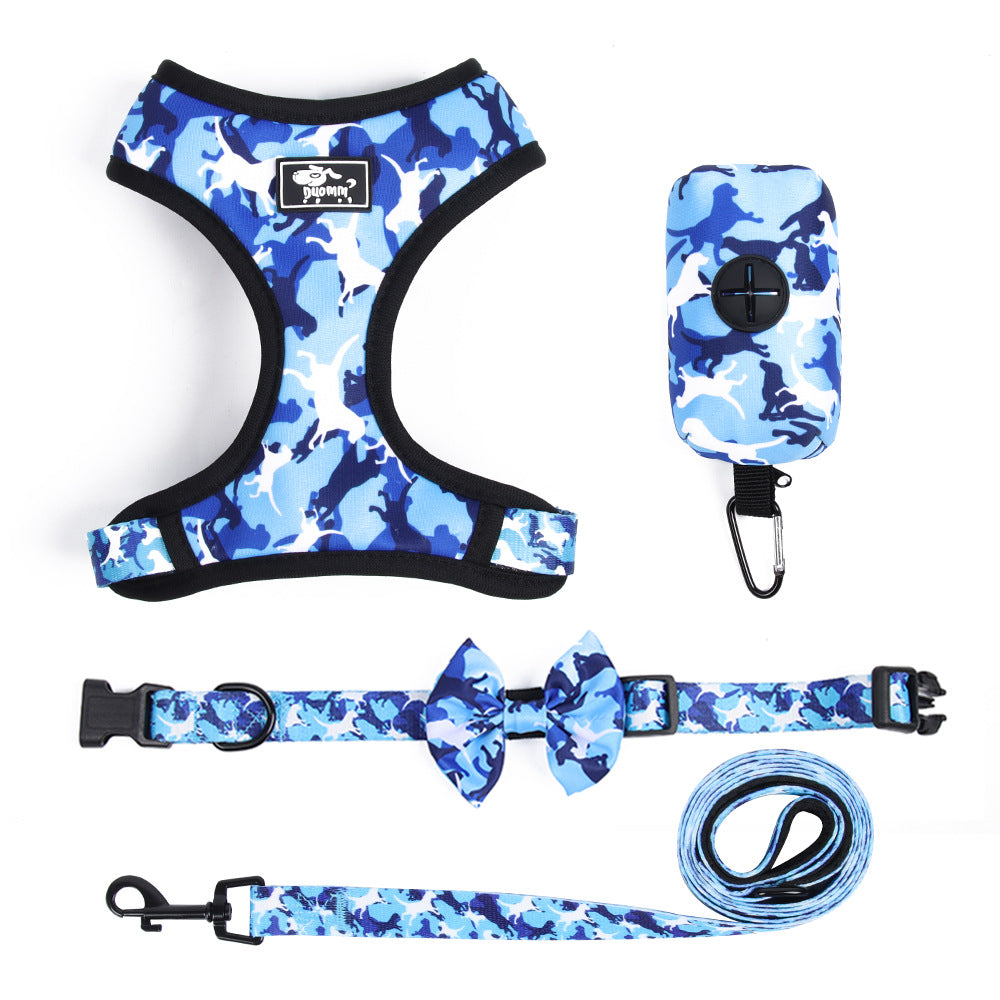 Printed Dog Chest Harness Set