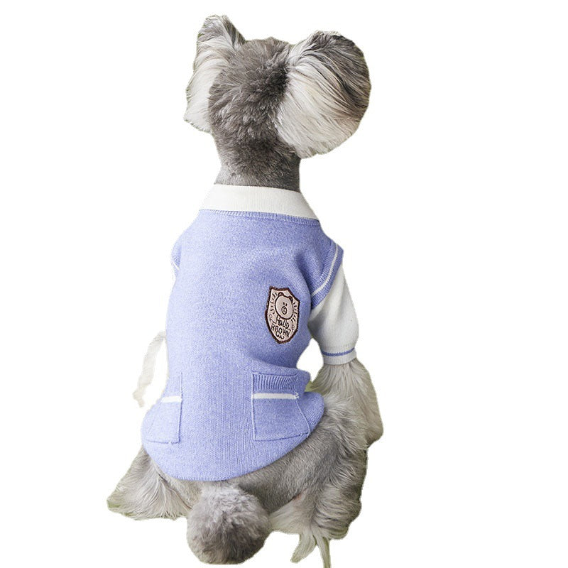 Dog Clothes Fake Two-Piece Sweater Knit Sweater Pomeranian Law Fighting Pet Outfit Trend