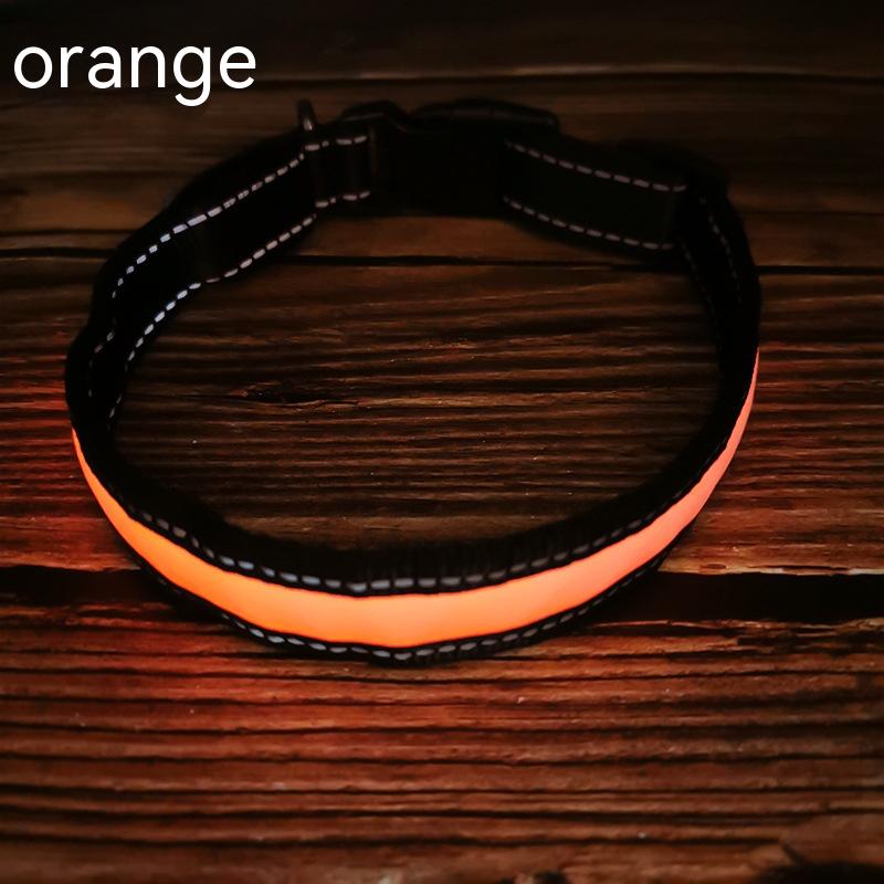 Led Luminous Dog Collar Highlight Reflective Leather Reflective Stripe Ribbon