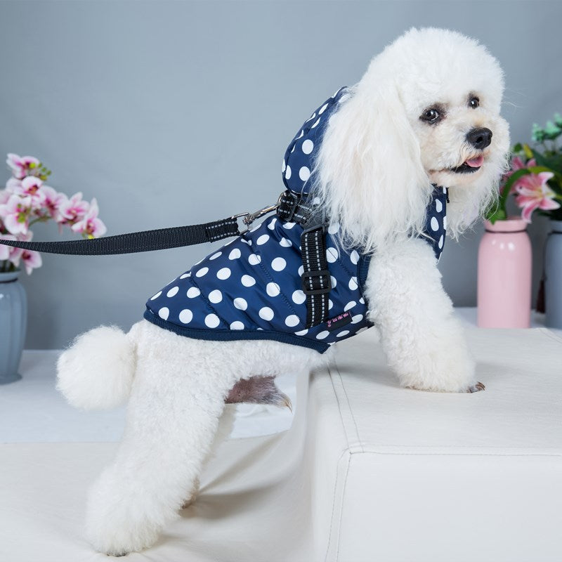 Hot-Selling Polka-Dot Dog Cotton-Padded Jacket Plus Velvet Warm Coat Vest