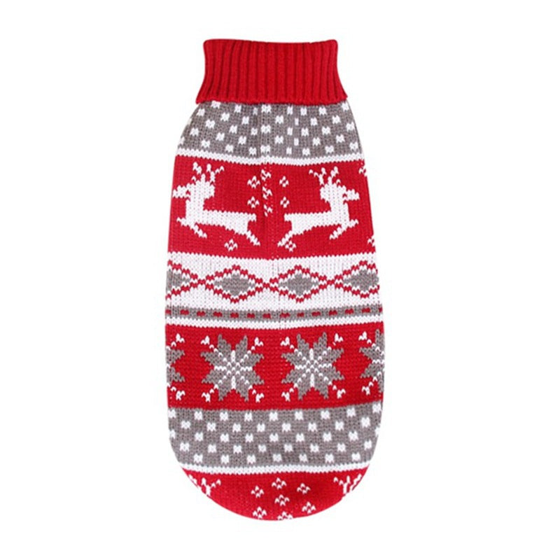 Christmas Print Pet Dog Turtleneck Knitted Sweater