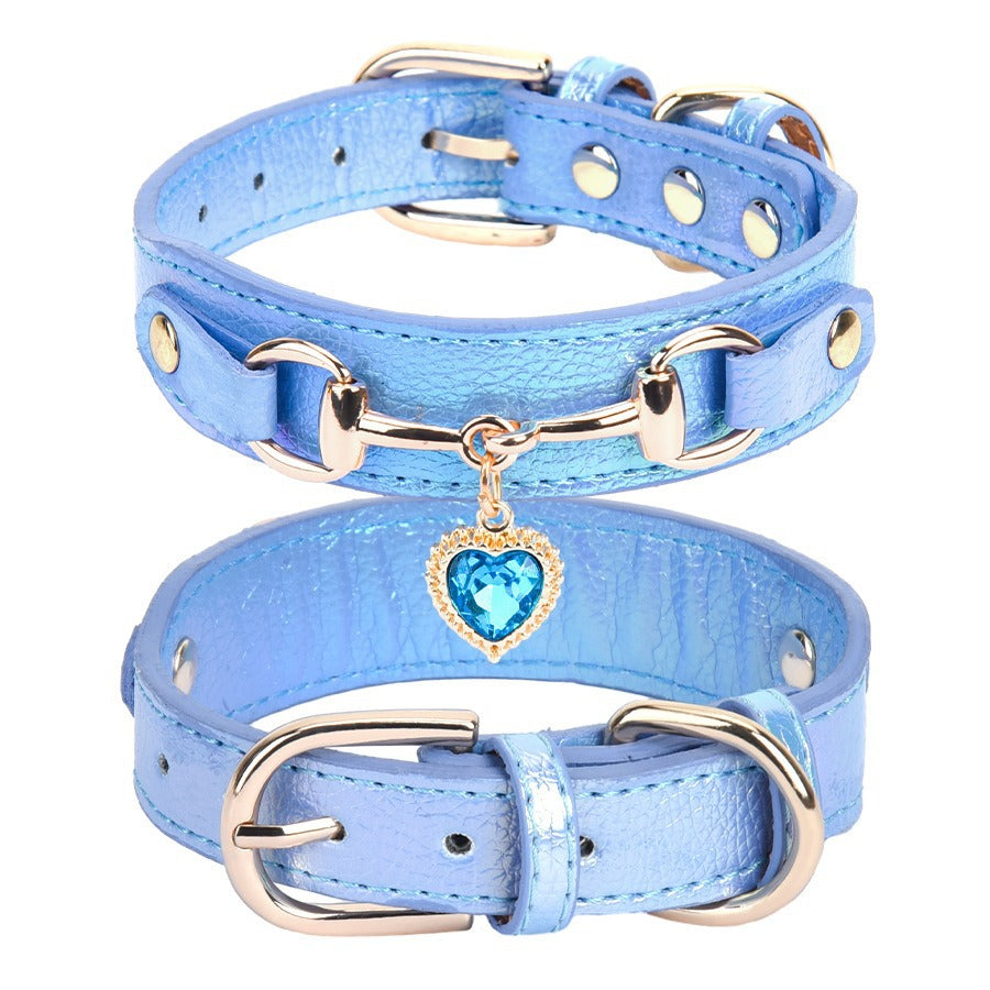 Rhinestone Accessories Pu Leather Collar For Small Dogs