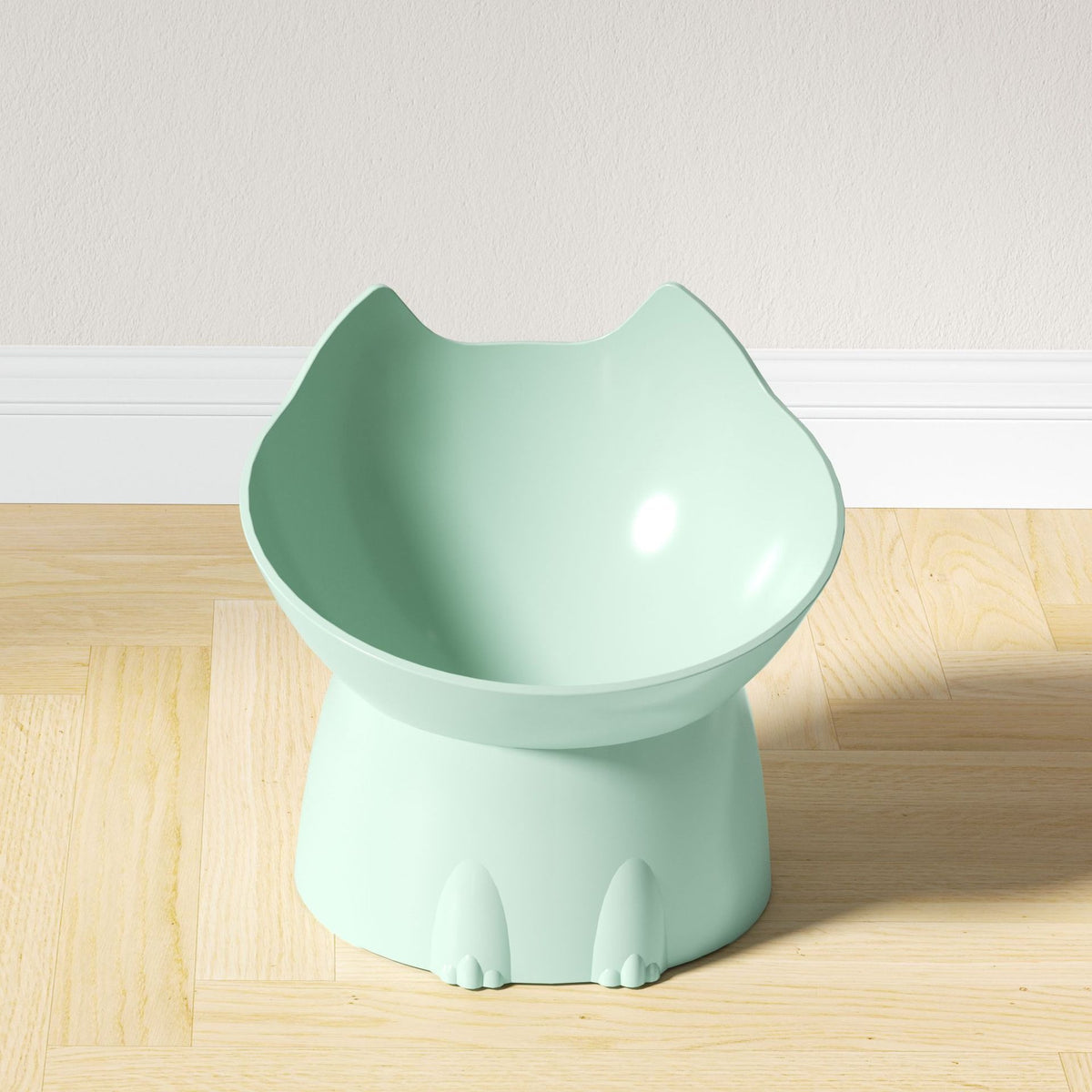 Elevated, Tip-Resistant Plastic Pet Bowl With A Sloped Spout To Support The Neck