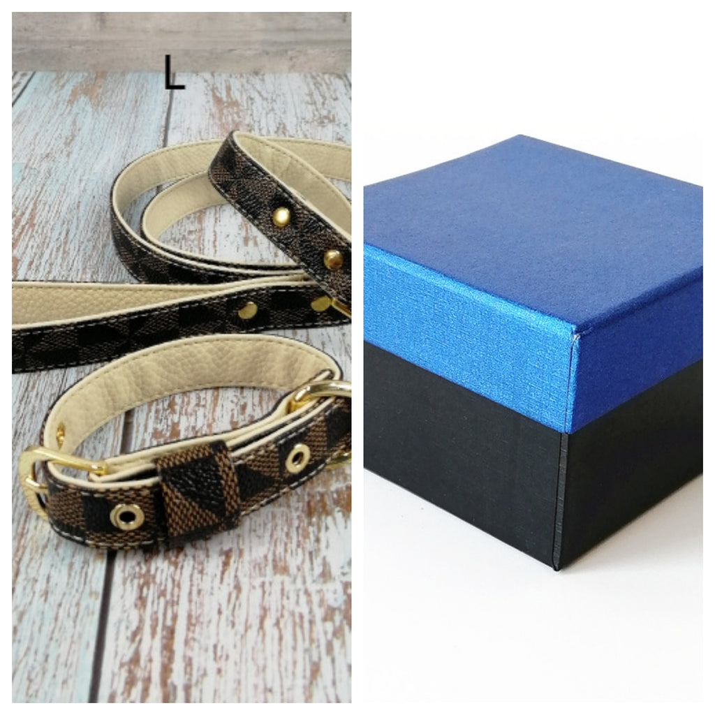 Plaid Leather Pet Collar