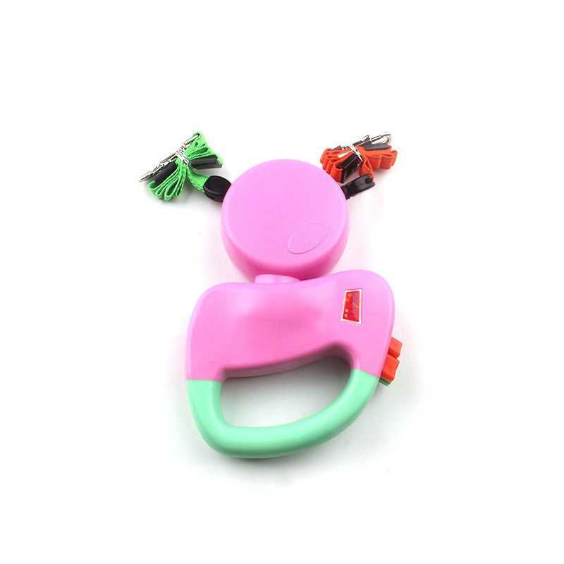 One-To-Two Double-Headed Pet Hand Holding Rope Retractable