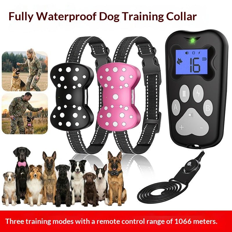 Electric-Shock Remote Dog Training Device Rechargeable Waterproof Long Range Ultrasonic Bark Control Collar