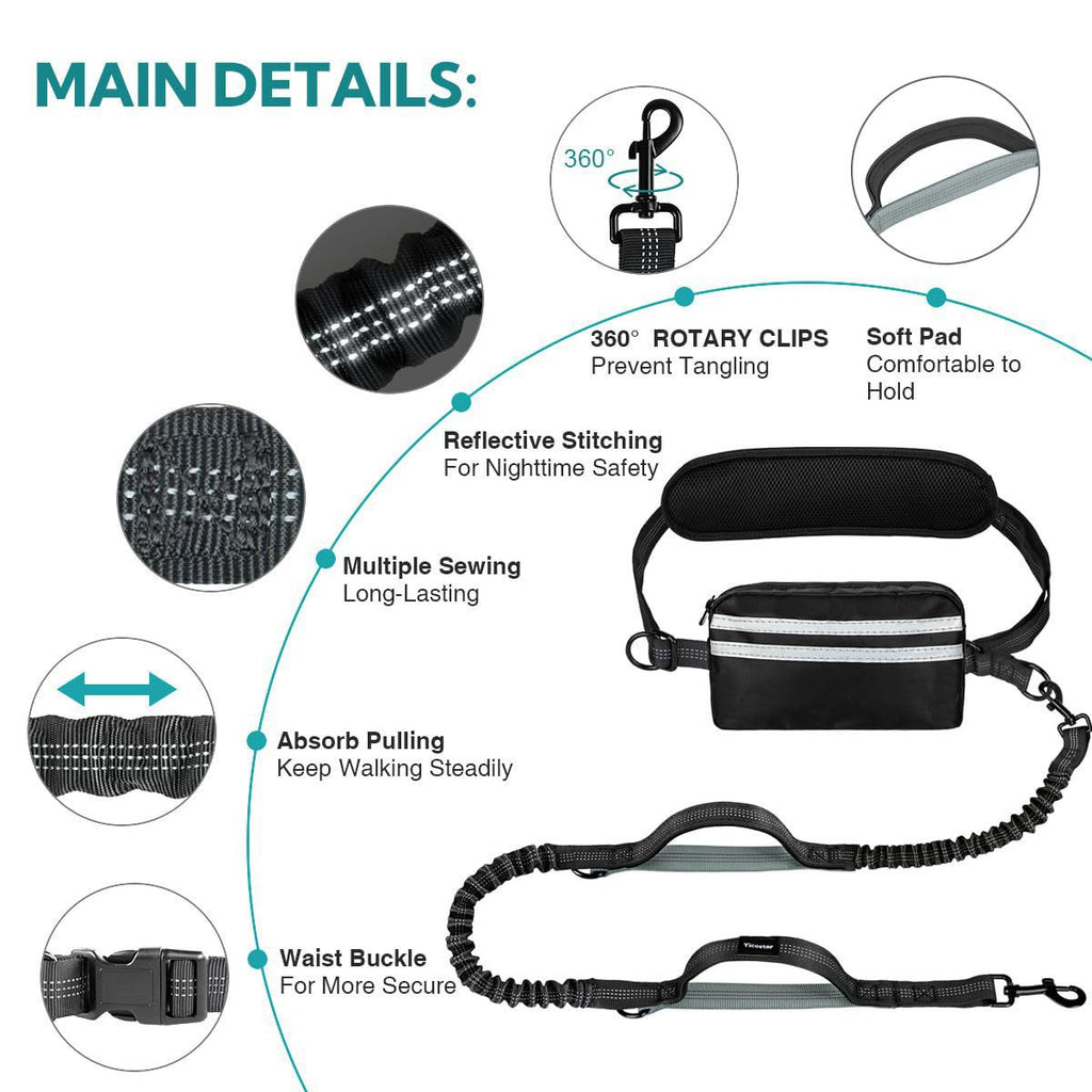 Pet Running Leash with Waist Bag