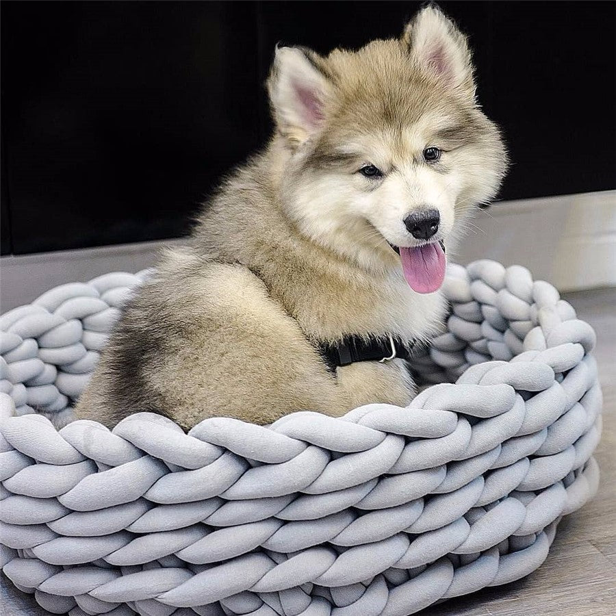 Coarse Wool Hand-Woven Pet Nest Washable Solid Color
