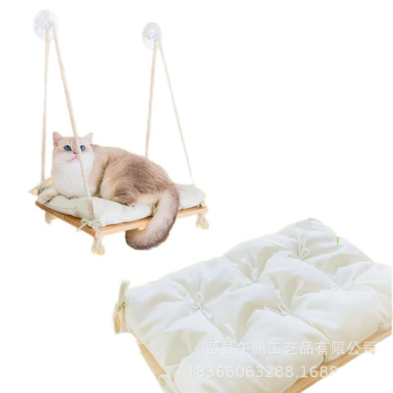 Wooden Pet Hammock With Suction Cups