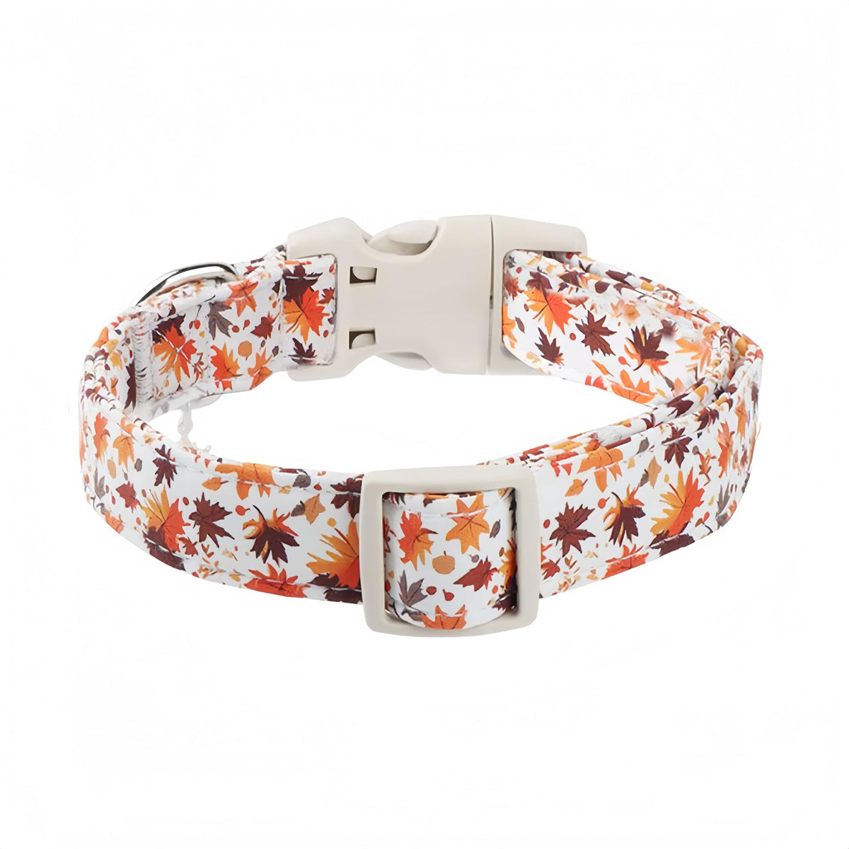 Adjustable Fall Dog Collar With Maple Leaf Charm - Durable Soft Fabric Collar For Small Medium Large Dogs, Perfect For Autumn Walks & Family