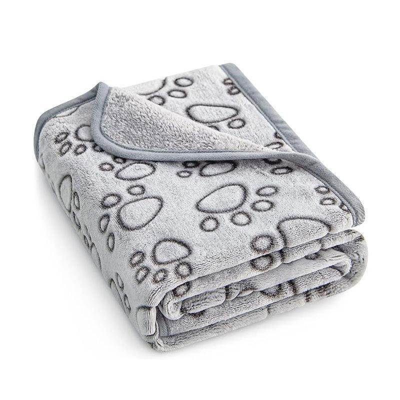 Hollowed-Out Floral and Paw Print Dog Blanket