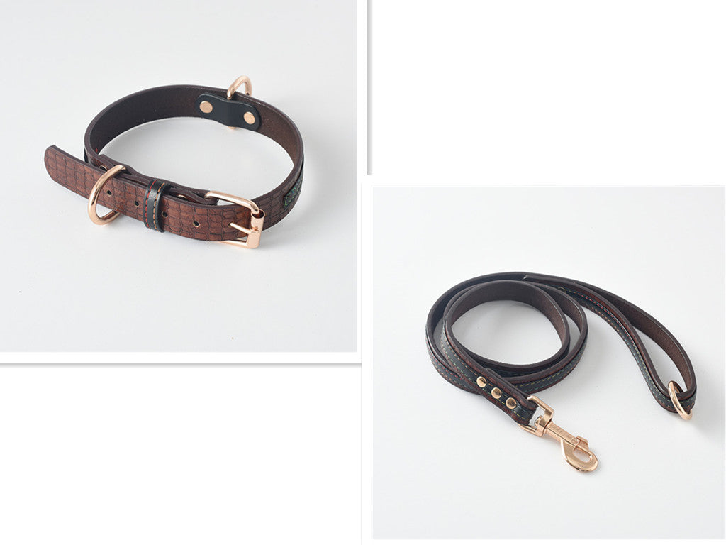 Simple PU Dog Leash And Collar