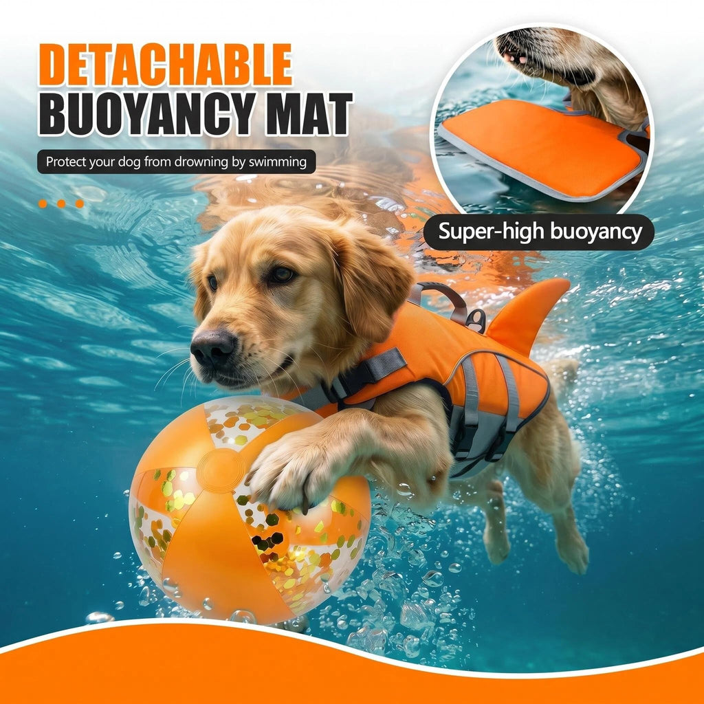 Shark Dog Life Jacket With Rescue Handle