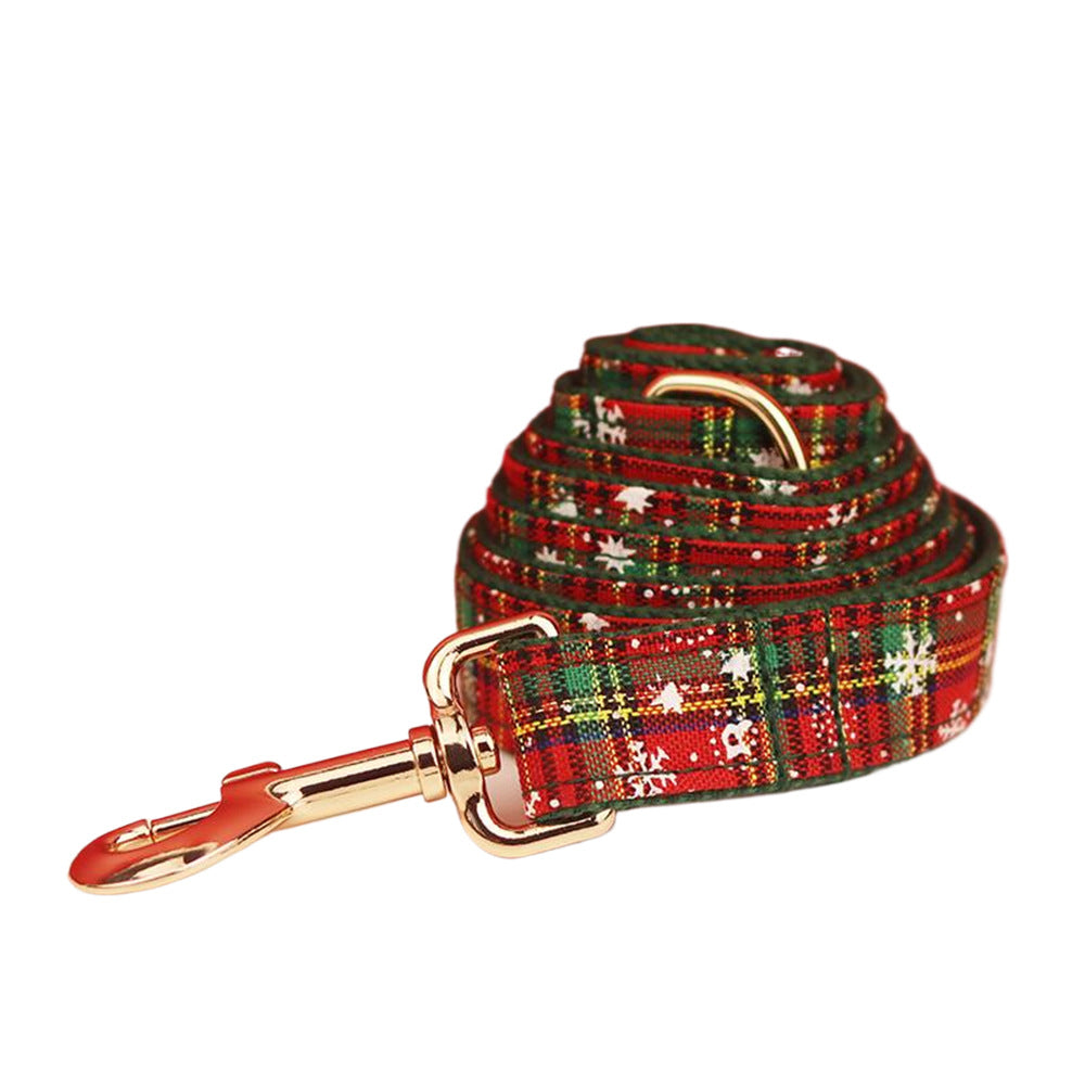 Green Background Snowflake Christmas Pet Collar