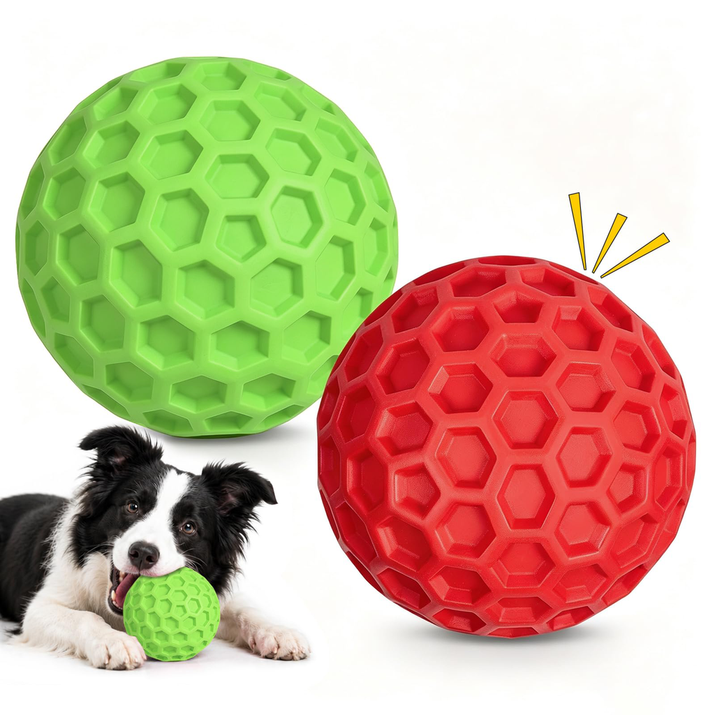 Squeaky Rubber Dog Balls 2-Pack