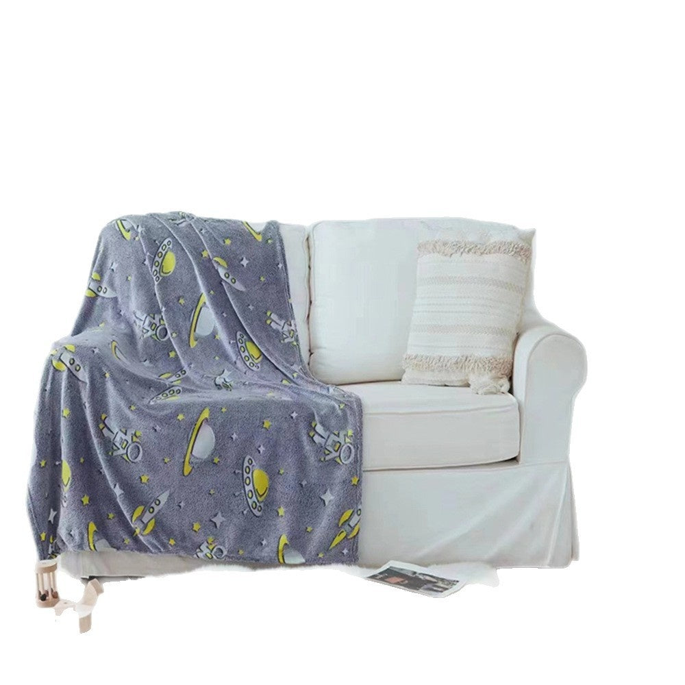Soft Warm Glow-In-The-Dark Flannel Nap Blanket