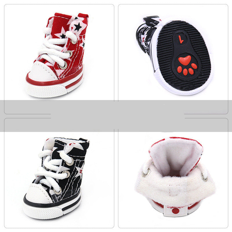 A Pair Of Soft Small Dog Four Season Canvas Shoes