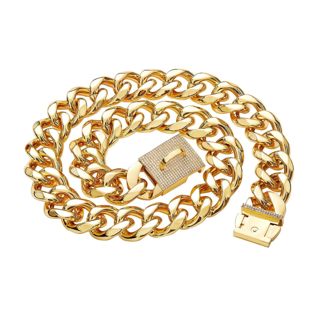 19Mm Thick Medium-To-Large Dog Collar Gold Color
