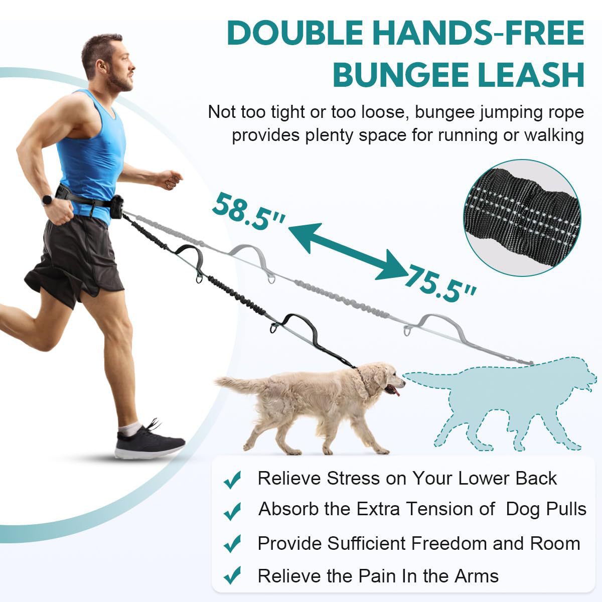 Pet Running Leash with Waist Bag
