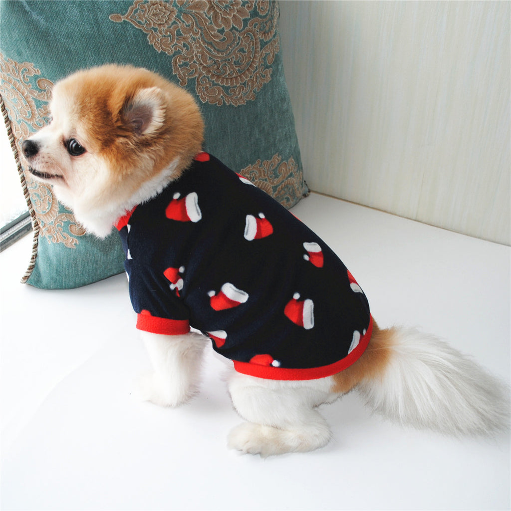 Dog Christmas Clothing Optional Classic Pattern Christmas Hat Ginger Cake Autumn And Winter Pullover Fluffy Jacket Warm Hoodie