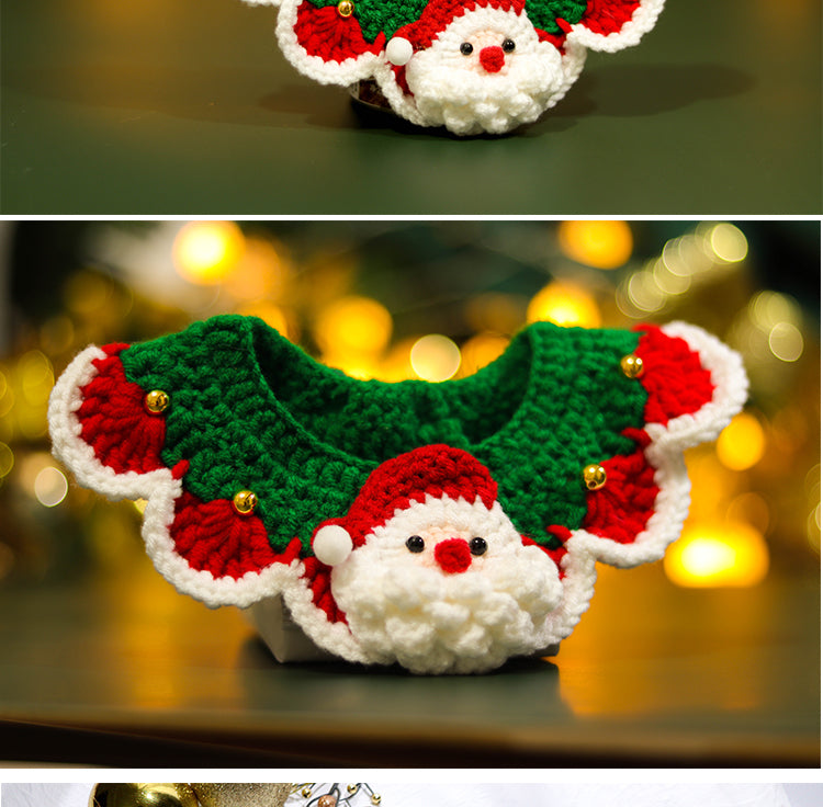 Knitted Wool Saliva Towel Christmas Bib
