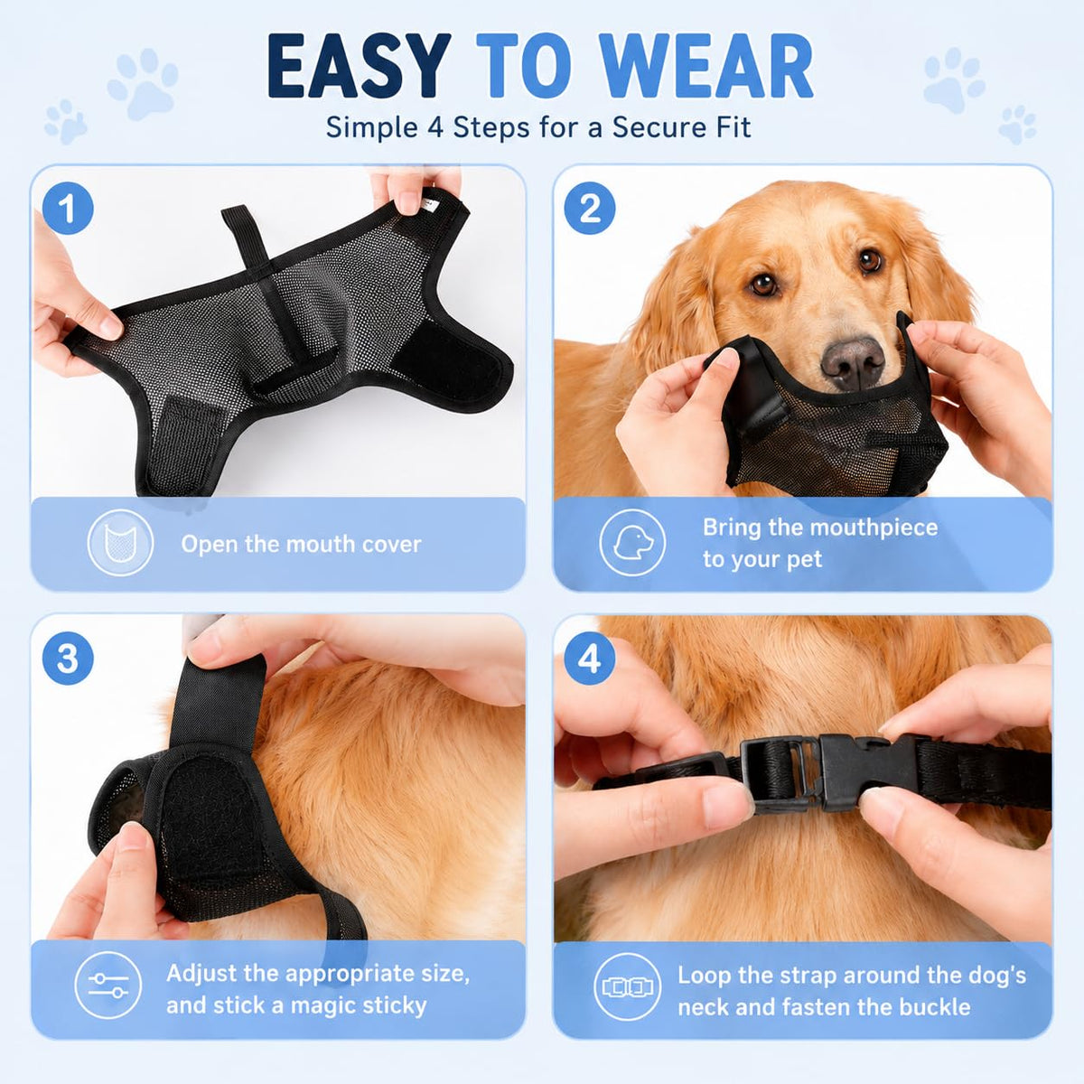 Dog Muzzle, Soft Air Mesh Muzzles For Large Sized Dogs, Breathable Dog Mussels For Scavenging Biting Licking & Barking, Adjustable Mouth Gua