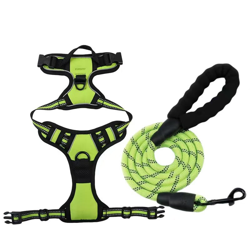 Multi-Layer All-In-One Pet Dog Harness And Leash Set - Durable Nylon Walking Rope For Small Medium Large Dogs Outdoor Training