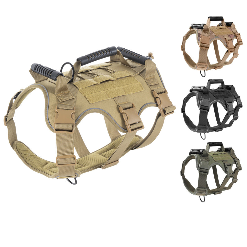 Pet Dog Anti-Breakaway And Anti-Rush Reflective Breathable Chest Harness For Walking Medium And Large Dogs, Tactical Chest Harness
