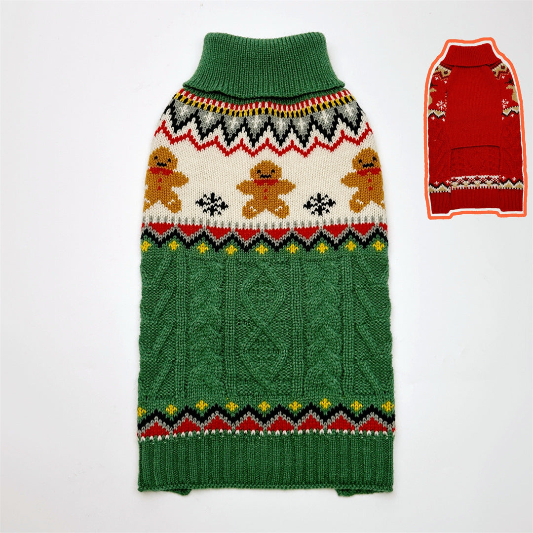 Red and Green Gingerbread Pet Sweater
