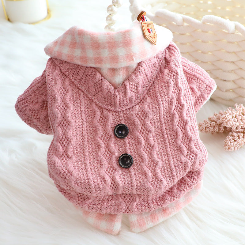 Warm Fake Two-Piece Fleece-Lined Dog Sweater