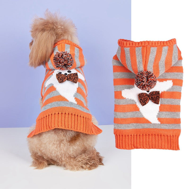 Halloween Knitted Hooded Pet Sweater