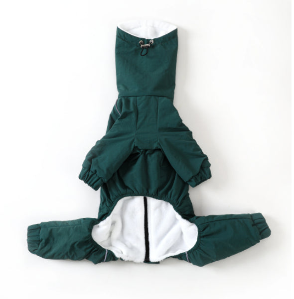 Zippered Cotton-Padded Pet Windbreaker Hoodie Jacket