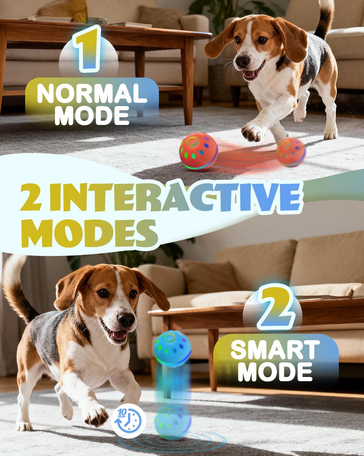 2 Pack Interactive Light-Up Dog Ball Toys