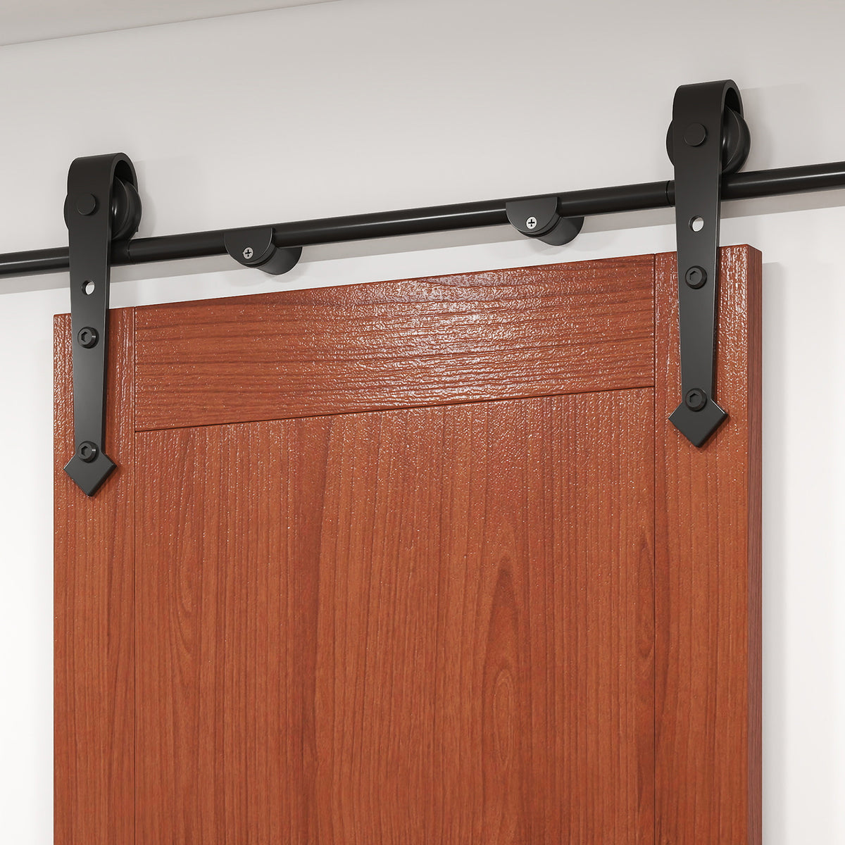6Ft Barn Door Hardware Kit Heavy Duty Sliding Door Track Kit With Floor Guide For Interior Exterior Fit 30-32In Wide Panel Sword Style J Sha